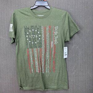 Rags Of Honor Unisex Size M Green 1776 Flag Graphic T-Shirt Supporting Veterans